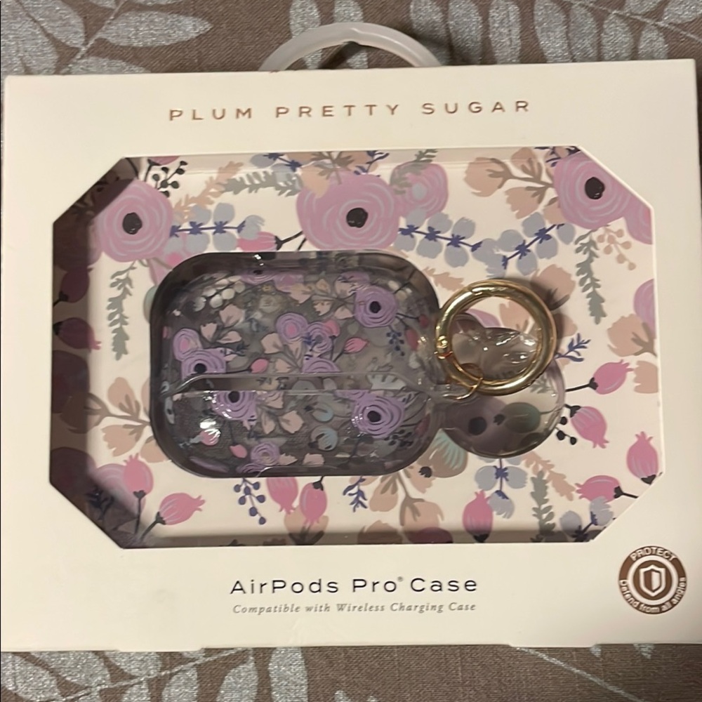 Plum Pretty Sugar Purple AirPods Pro Case Floral Design